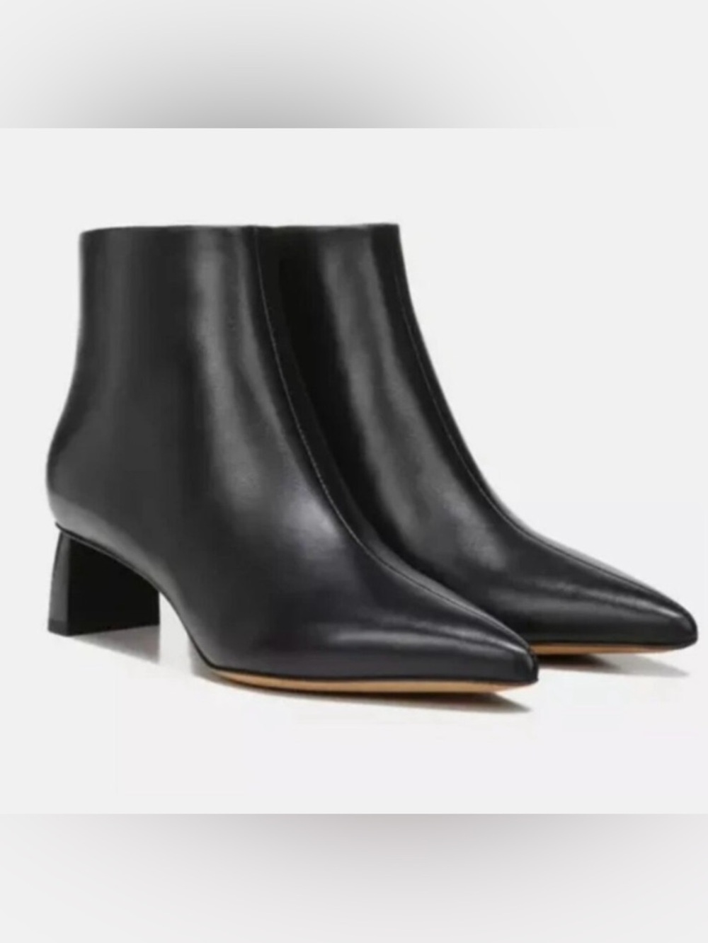 Vince Black Pointed Leather Ankle Booties